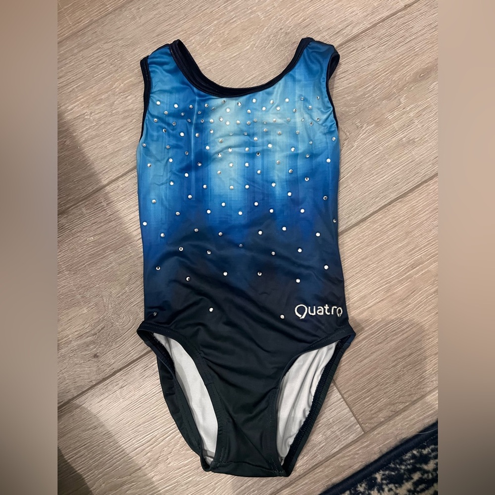 Kids Blue and Black Leotard with Gems